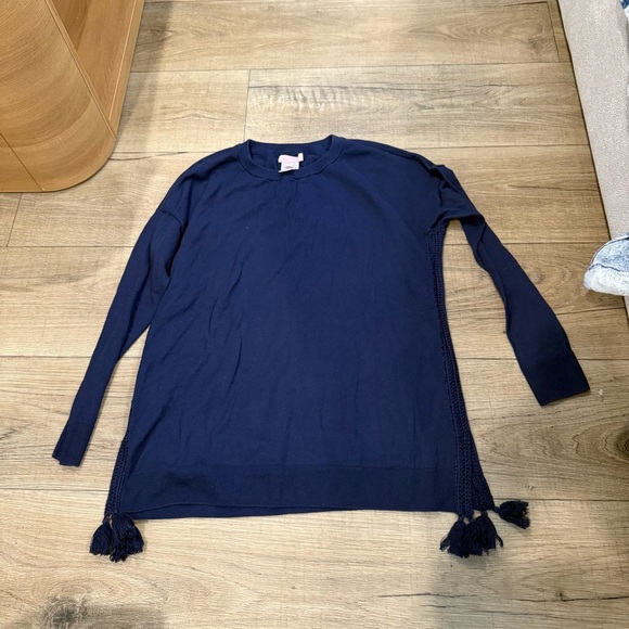 Lilly Pulitzer Small Navy Long Sleeve Sweater with Tassels - Picture 1 of 3